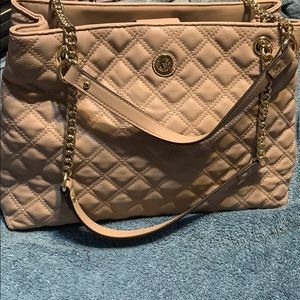 Anne Klein Purse Warm Beige Mauve w/ Gold Accents